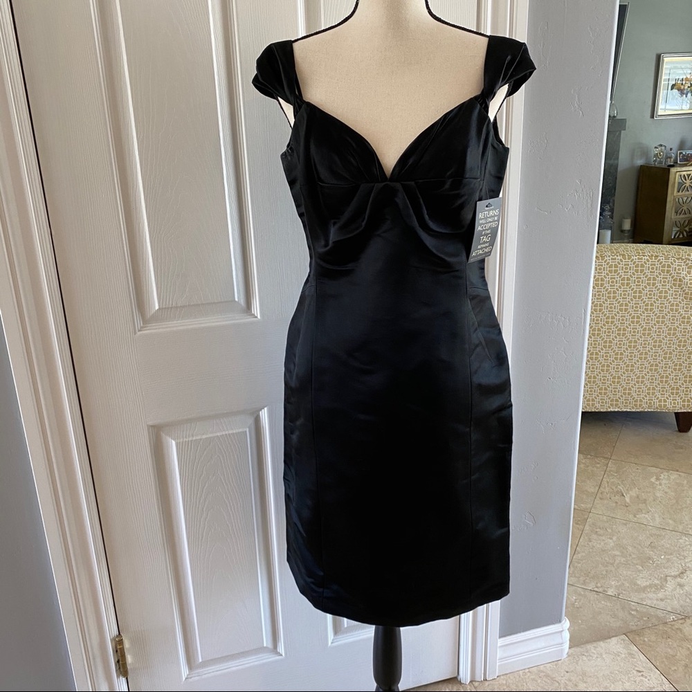 NWT Milly Black 100% Silk Cocktail Dress Size 10